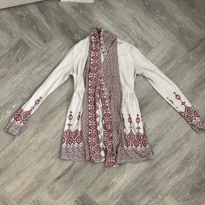 One September/Anthropology | Cream Colored Cardigan with Red details | Size XS